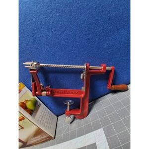 Back to‎ Basics Peel Away Apple Potato Peeler Red Cast Iron Clamp On A501